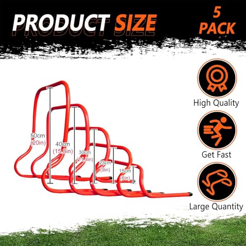 Agility Training Mini Hurdles, Lightweight Portable Agility Speed Hurdles, Soccer Training Equipment with Carry Bag, for Indoor and Outdoor Sports(50cm/20in)