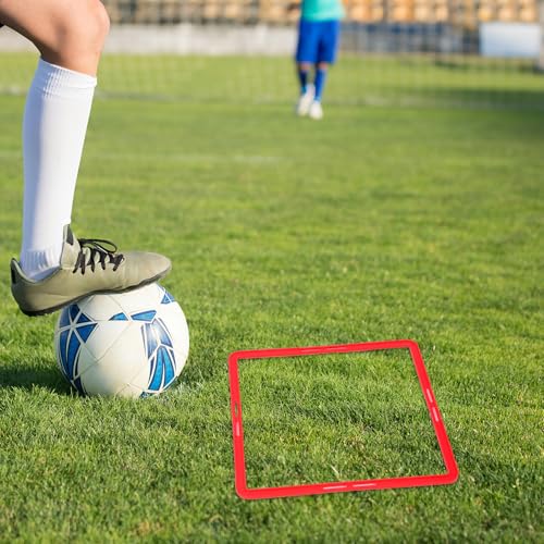 Abaodam 6 Pcs Agility Rings, Square Agility Training Equipment for Soccer Football Speed Footwork, Rings Set for Outdoor Workout Exercise, Red