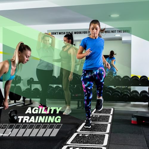 Rubber Agility Ladder Non-Slip Rubber Speed Agility Training Ladder Pad for Soccer Football Footwork Training Equipment for Fitness Boxing Sports Quick Exercise Gym Workout