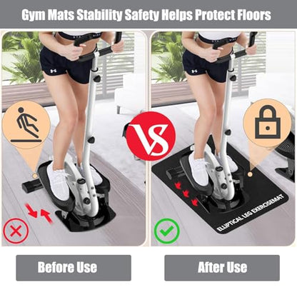 Double-Sided Non-Slip Workout Mat for Ellipse Machine Leg Exerciser Thick Exercise Mat for Under Desk Elliptical Treadmill Mat Home Floor Protection Gym Mat