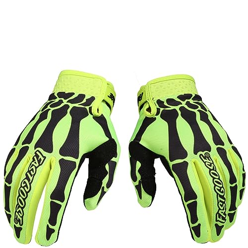 Skeleton Cool Motorcycle Bicycle Full Finger Off-Road Racing Gloves Outdoor Sports for Men Women & Mountaineering