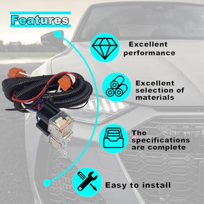 H4 Headlight Relay Harness Kit, 2-Headlight Wiring Harness and Ceramic Socket Plug, Fit for for 9003 H5054 H6054LL 6014 H6024 6052 6053 Subaru Headlamp to Fix Dual Ground Problem