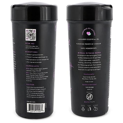 Wipex Yoga Mat Cleaner & Fitness Wipes - Natural Lavender & Vinegar Gym Equipment Cleaner - 75 Gym Wipes to Clean Yoga Mats, Spinning & Peloton Bikes, Weight Machines & Surfaces - size: 75 Count (Pack of 1)