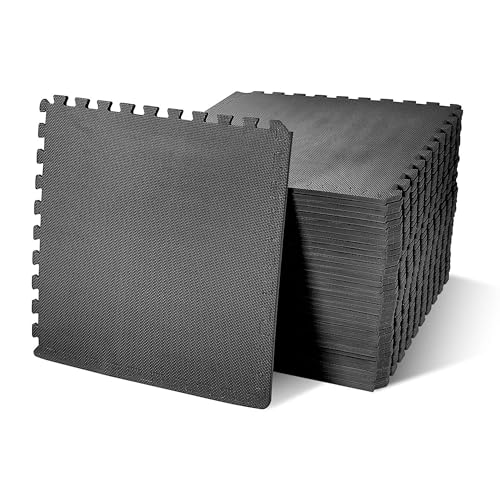BalanceFrom 2-Pack 36-Count 24x24x0.5 Inch EVA Interlocking Foam Exercise Tile Mat, Black – Non-Slip Puzzle Flooring for Home Gym, Fitness Studio, or Playroom