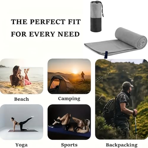 Quick Dry Microfiber Sports Towel with Mesh Carry Bag, Highly Absorbent Compact Travel Towel for Gym, Beach, Camping and Yoga, 16x32 Inches
