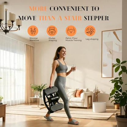 Rock Stepper with Resistance Bands - Ultra-Quiet Hydraulic Lateral Stepper, Fully Assembled Side to Side Step Rocker for Home Office, 250LBS Capacity