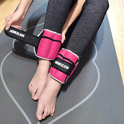 Henkelion 1 Pair 2 3 5 10 Lbs Adjustable Ankle Weights for Women Men Kids, Strength Training Wrist and Ankle Weights Sets for Gym, Fitness Workout, Running, Lifting - Black Grey Pink Blue Purple