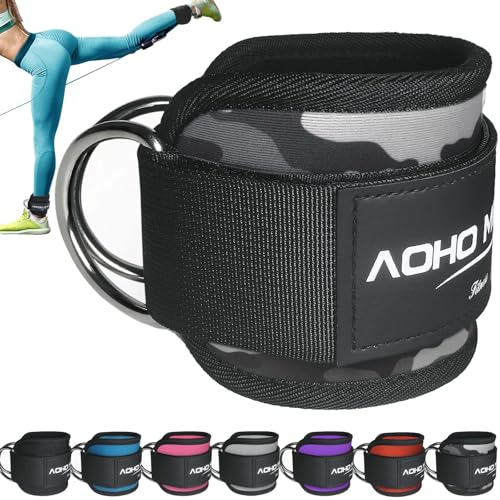 AOHO MOOON Ankle Strap for Cable Machine Attachments, Gym Accessories for Women and Men, Neoprene Ankle Cuffs for glute Kickback, Leg Workouts ande Booty Hip Abductors Exercise - color: Camo - Single