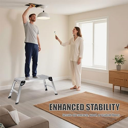 Aluminum Drywall Stool Ladder Platform,Heavy Duty Scaffolding Ladder Stand,Folding Work Bench Stepladder Stool with Non-Slip Feet,Perfect for RV Cleaning,Home Painting (39.70''X11.8''X19.7'') - size: 39.70''X11.8''X19.7''