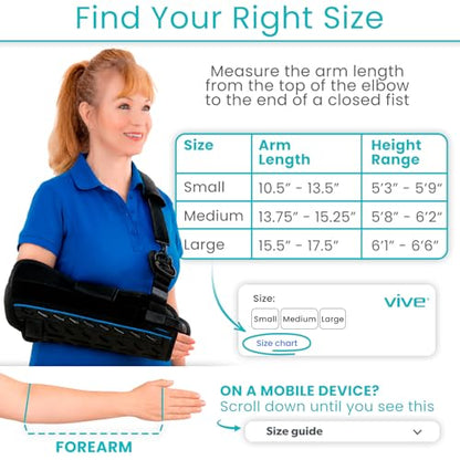 Vive Shoulder Sling with Abduction Pillow - Rotator Cuff Sling and Shoulder Immobilizer - Pain Relief After Surgery, Sublexion, Dislocated or Broken Arm - Adjustable Support with Exercise Ball (Medium)