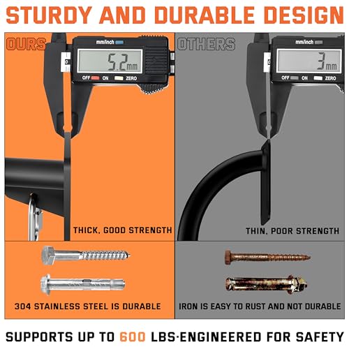 36" Heavy Duty Pull Up Bar Wall/Joist Mounted, 600 LB Capacity, Multi-Grip Bar for Garage & basement rafter Use - All-in-One Workout Station with Carabiners & Space-Saving Design
