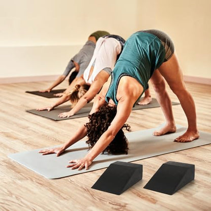 Yesland 2 Pcs Yoga Foam Squat Wedge Blocks, Professional Squat Ramp for Heel Elevated Squat, Lightweight Calf Stretcher Slant Board for Fitness, Squat, Push Up, Weightlifting