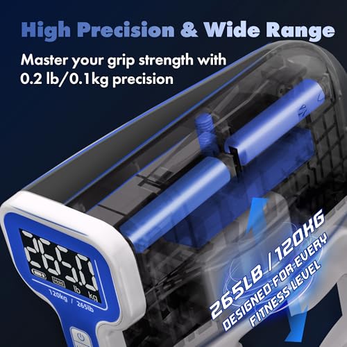 Grip Strength Tester, Digital Hand Dynamometer FDA Registered with Backlit LCD for Grip Strength Testing and Training