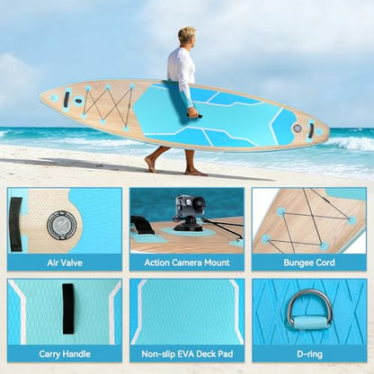 YUSING Inflatable Stand Up Paddle Board, Non-Slip Deck SUP Paddle Board with SUP Accessories & Backpack, Portable Standing Boat for Youth & Adult