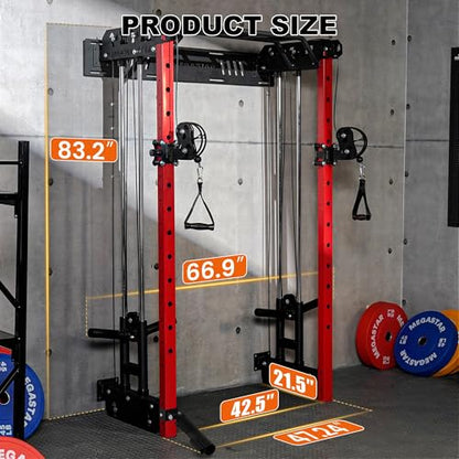 Power Cage, Squat Rack Home Gym, 2000LBs Capacity Wall Mounted Power Rack with Dual Crossover System, Includes 16 attachments for Home Gym - size: P67 Only Power Cage
