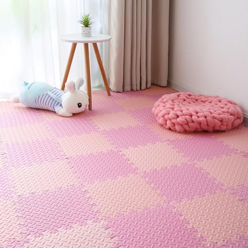 16 Tiles Foam Play Mat, Non-Toxic Square Foam Floor Tiles for Kids - color: Pink/Loli Pink, size: 16 Pcs/47.2*47.2