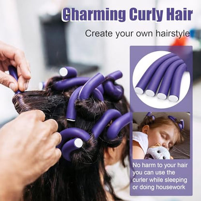 30Pcs Heatless Hair Curlers 7”x0.55“ Flexi Rods for Short Medium Long Hair - color: 7" x 0.55"