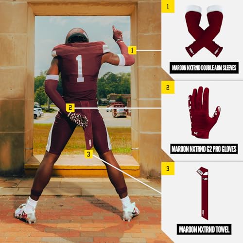 Nxtrnd Streamer Football Towel, Thin Sports Towel, Dries Hands & Football Accessories (Maroon) - color: Maroon