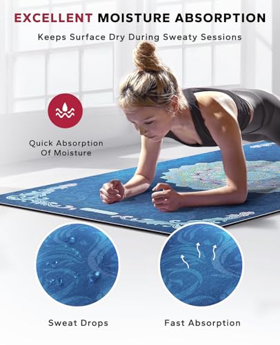 HAPBEAR Large Yoga Mat - 72"x36" Extra Wide Exercise Mat - 1/4" Thick Dual Color PVC | Anti-Slip Surface & High Cushioning - Ideal for Yoga, Pilates & Home Workouts - Bonus Mesh Bag