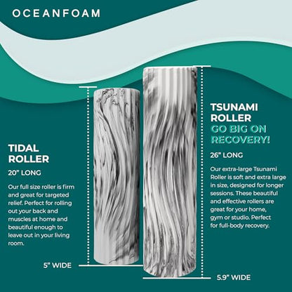 Tsunami Roller (Black Marbled) - Extra-Large, 26" x 5.9" - Soft, Textured Foam Roller for Physical Therapy, Back Pain, Exercise & Stretching - Wave Textured - Yoga, Athletics, & Wellness - color: Black Marbled
