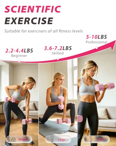 Ragebby Adjustable Dumbbell Set of 2, Weights for Men and Women at Home - color: PINK, style: 10LB(5LB Pair)