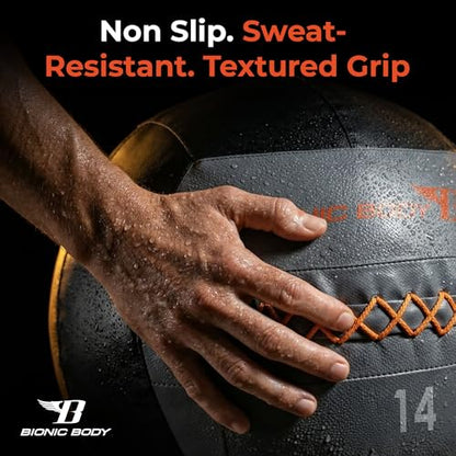 Bionic Body Soft Medicine Ball Weighted Slam Wall Ball for Cardio Workout and Core Training – Ideal for Squat, Lunge, and Partner Toss - style: 14LB