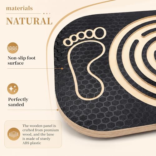 Wooden Balance Board Maze, Wobble Balance Board for Kids and Adults, for Core Strength Training, Leg Workout, Physical Therapy, Fitness, Skateboarding with Labyrinth