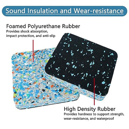 Luwint Treadmill Mat Pads, Rubber Foam Padding, Sound Isolation, Anti Vibration, Shock Absorbing, Noise Reduction Floor Protection Sheets for Treadmill, Washer Machine, Exercise Equipment - color: 4 Pcs