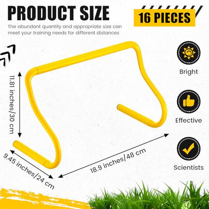 Seenelling 16 Pcs 12" Speed Agility Training Hurdles Large Size Detachable Agility Hurdles Hurdles Training Equipment Set for Athletes Soccer Basketball - color: Yellow
