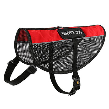 PLUTUS PET Service Dog Vest with 2 Removable Patches, Light Weight and Breathable Mesh Service Animal Harness,Perfect for Summer and Hot Days,Red,XL,Girth 31.5-39" | Breathable Mesh, Reflective, Adjustable, Ideal for Summer and Hot Days, Harness for Puppy