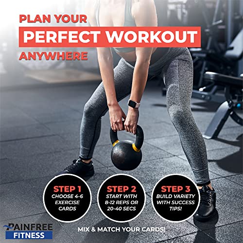 50 Kettlebell Workout Cards Deck 3x5''- Fundamental Exercise Cards for Home Workouts - Suitable for Safe Power Training, Strength Training - Bend & Tear-Resistant