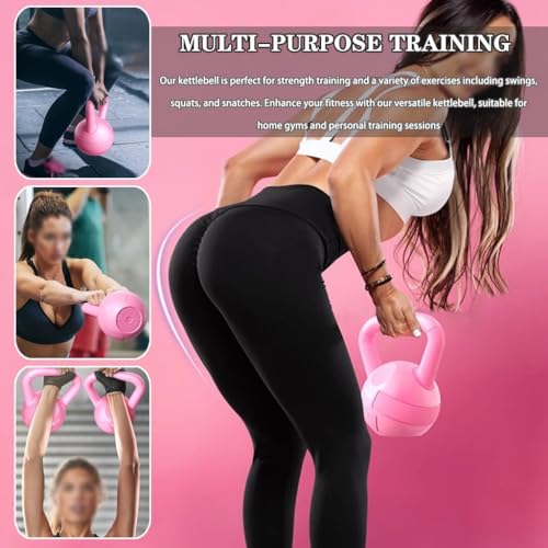Kettlebell Weights Women's Fitness Shaping Kettle Ball, Office Casual Exercise Dumbbell, Ergonomic Handle, Squat/Swing/Press(Pink-5LB)