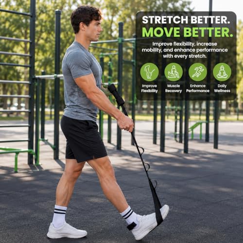Leg Stretching Strap with Foot Loop, Double Strap Design, Non-Elastic, for Flexibility and Muscle Recovery