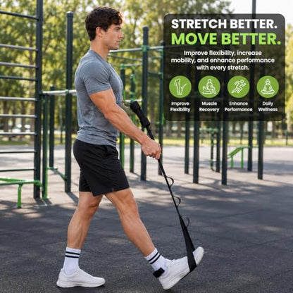 Leg Stretching Strap with Foot Loop, Double Strap Design, Non-Elastic, for Flexibility and Muscle Recovery