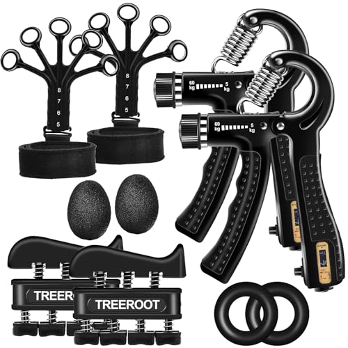 10PCS Grip Strength Trainer Kits, Hand Gripper Strengthener, Forearm Strengthener, Forearm Exerciser, Finger Grip Strengthener, Wrist Strengthener, Stress Relief Ball, Grip Ring, for Muscle Building, Hand Exercisers for Therapy