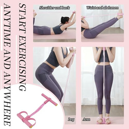 Multifunction Tension Rope, 6-Tube Elastic Resistance Bands, Pedal Resistance Band with Handles, Natural Latex Exercise Bands for Abdomen Waist Arm Leg Stretching & Fitness Training - color: PINK