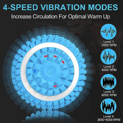 Vibrating Massage Ball for Pain Relif, Lacrosse Balls Deep Tissue Trigger Point Therapy for Plantar Fasciitis Pain Relief, Muscle Pain for Myofascial Release Ball - color: Blue
