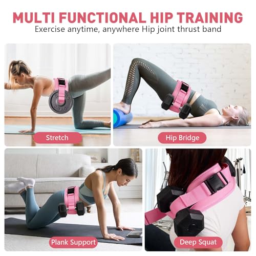 Hip Thrust Belt for Dumbbells & Barbells, Premium Leather Non-Slip Glute Bridge Pad for Booty & Lower Body Workouts, Adjustable Weight Belt for Women Home Gym Training