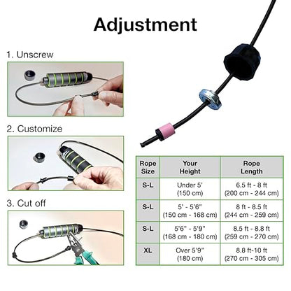 Jump Rope – Adjustable Speed Rope with Ball Bearings & Ergonomic Foam Handles | Includes 2 Towels & Carry Bag | Boxing CrossFit MMA Cardio & Home Workout - color: Green