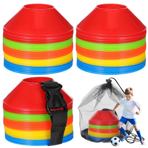 MAQUITA 100 Pcs Mini Soccer Cones for Agility Training, 5 Inch Sport Cones with Carry Bag - Football Practice Equipment