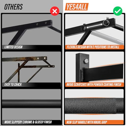 Yes4All Heavy Duty Wall Mounted Pull Up Bar – Multi-Grip Pull Ups / Pull Up Bar Ceiling Mount / Joist Mount for Home Gym - color: A. Heavy Duty