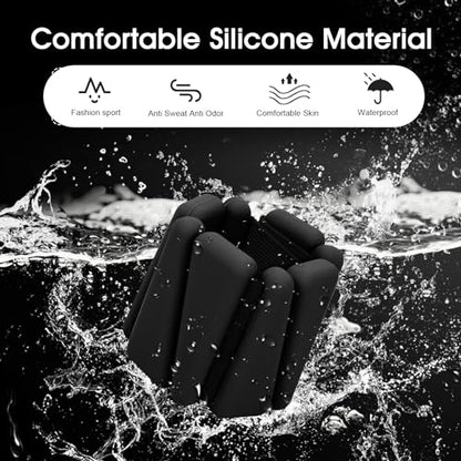 Wrist Weights Set of 2, Wearable Ankle & Wrist Weights, Adjustable Silicone Weight Bracelets (2Lbs Each) Fits for Women & Men, Suitable for Yoga, Pilates, Dance, Running, Pool Exercises, Jogging - color: 4LB Black