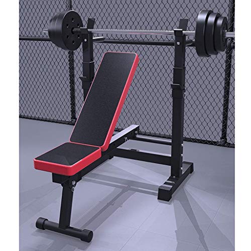 Dip Stands Weightlifting Bed Household Folding Weightlifting Bed Bench Press Rack Multifunctional Barbell Rack Small Professional Training Bed Dumbbell Stool Fitness Equipment ，Black-58x38x80~105cm