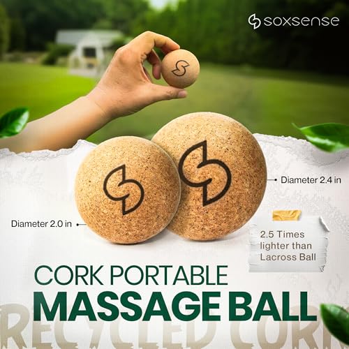 Soxsense Cork Foot Massage Balls & Toe Stretching Bands Set (4 PCS) – Plantar Fasciitis Relief, Foot Pain Therapy Tools