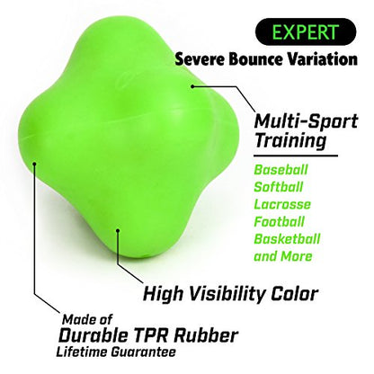 GoSports Baseball and Softball Reaction Ball - Improve Reaction Time and Hand-Eye Coordination - Beginner, Intermediate, or Expert