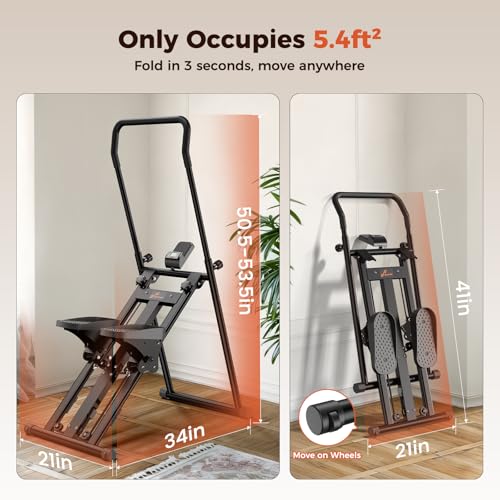 Sportneer Foldable Stair Stepper for Home Gym, Adjustable Resistance, Vertical Climber with Handlebar, Extended Step Range for Full-Body Workouts with 440lbs Weight Capacity