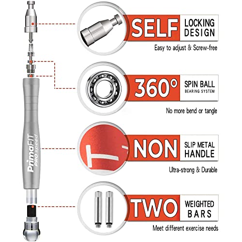 Jump Rope Pro Speed Skipping Rope Adjustable Adult Jumping Rope Weighted Aluminium Handles for Double Dutch Boxing Workout Crossfit Exercise Fitness Spare Cable Weights Protectors Carry Bag - color: Silver