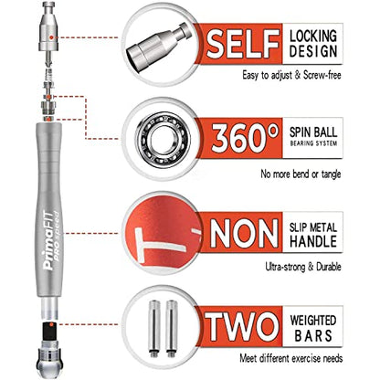Jump Rope Pro Speed Skipping Rope Adjustable Adult Jumping Rope Weighted Aluminium Handles for Double Dutch Boxing Workout Crossfit Exercise Fitness Spare Cable Weights Protectors Carry Bag - color: Silver