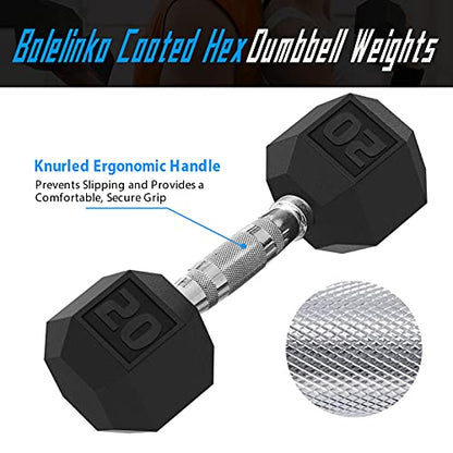 Balelinko Rubber Grip Encased Dumbbell Cast Iron Weight with Anti-Slip Handle Dumbbell -Strength Training Equipment - Home Gym Accessories - Full Body Workout - Muscle Building - color: a. 20 LB Pair (2 x 20 lb)