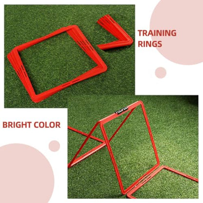 Yardwe 6pcs Square Agility Rings Speed Rings Youth Agility Footwork Training and Speed Hurdles Ladder Fitness Equipment Sport Workout Home Gym